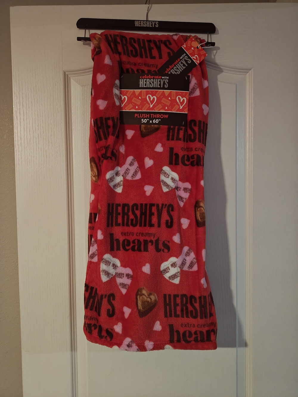 Hershey's Red Hearts Plush Throw Blanket 50inx60in